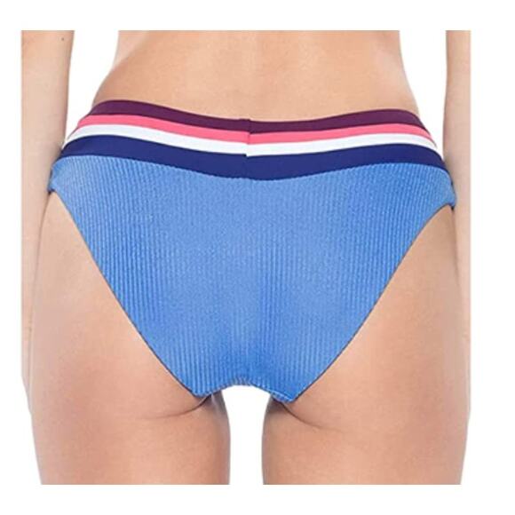 Becca Women's Refine Banded Hipster Swim Bikini Bottom Blue Medium NWT - Picture 5 of 5
